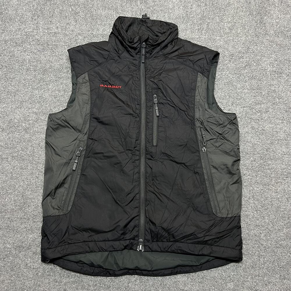 Mammut Vest Mens M Black Quilted Insulated Full Zip Pockets Outdoor Hiking